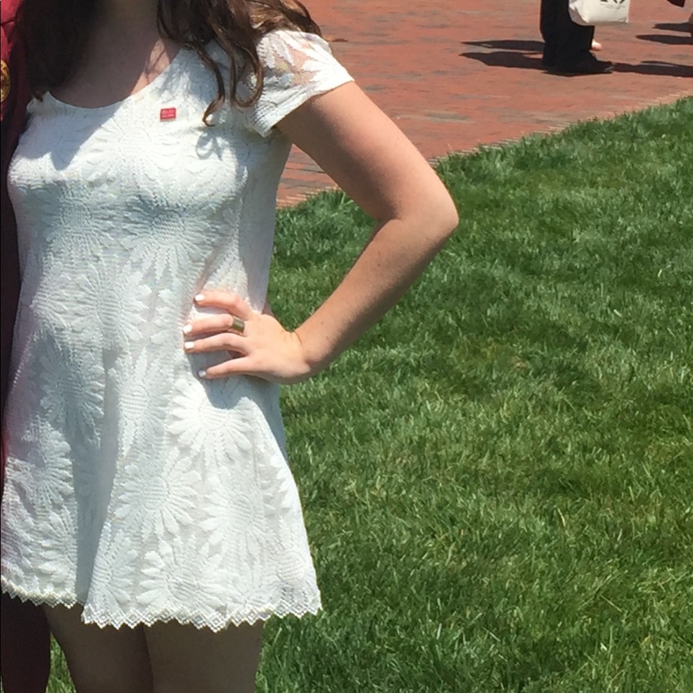 Cream Lace Sunflower Mini Dress